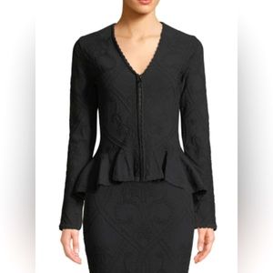 🖤 Jonathan Simkhai 🖤Matte Jacquard Zip-Front Peplum Jacket